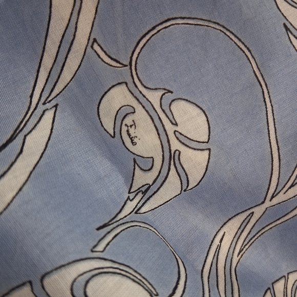 Emilio Pucci Soft Blue 100% Pure Cotton  Scarf - Picture 6 of 7